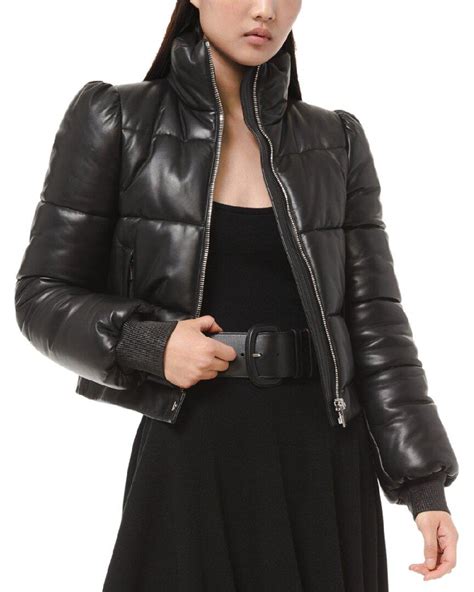 michael kors patent leather puffer jacket|Michael Kors winter puffer jacket.